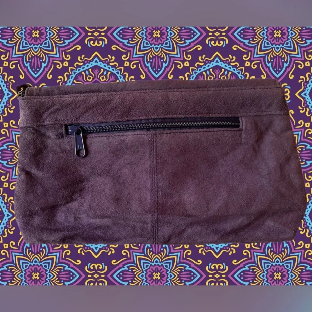 Laura Scott Deep Purple Suede Clutch with Suede Tassel- Vintage 1990’s